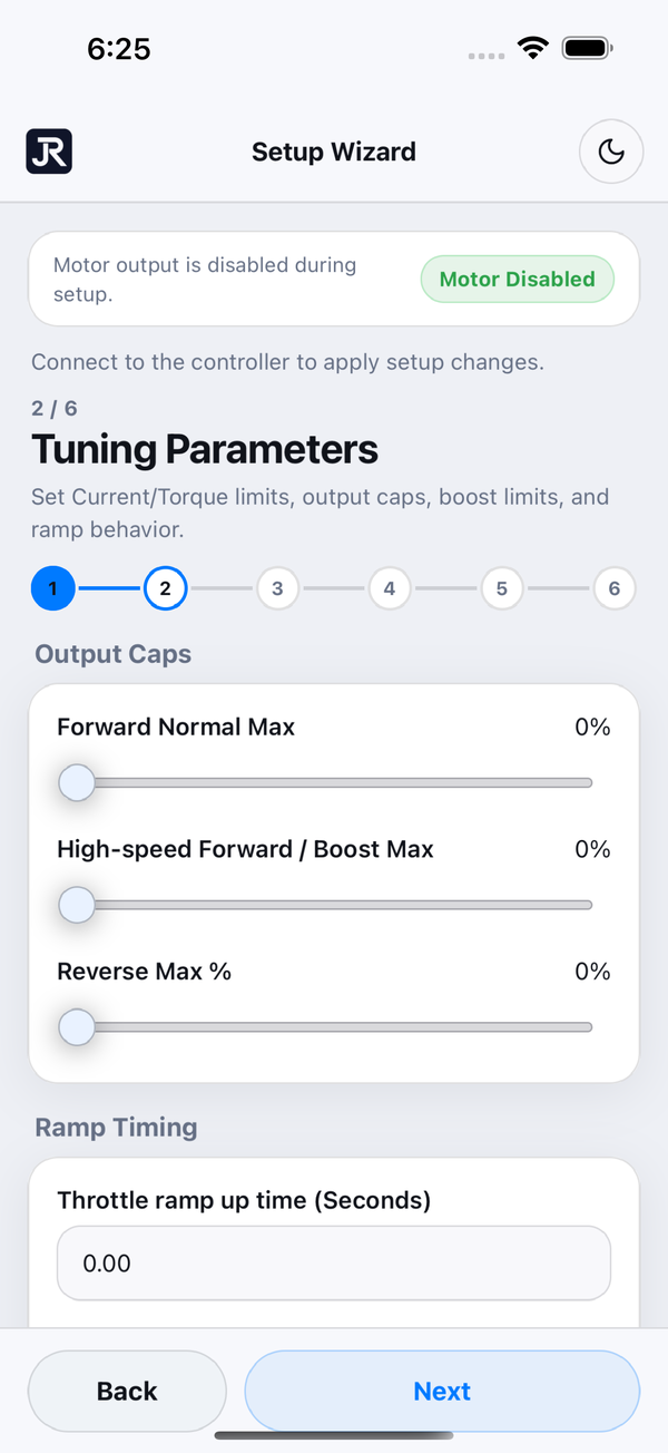 JARA Motor Control setup — Drive tuning