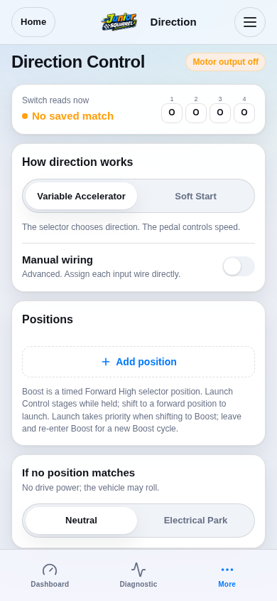 Position Control Mapping Set up direction control — Webapp user manual — Jara Technology