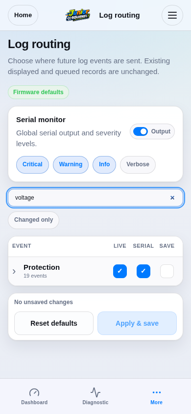 Actual event-name search and required locked routes in production policy UI.